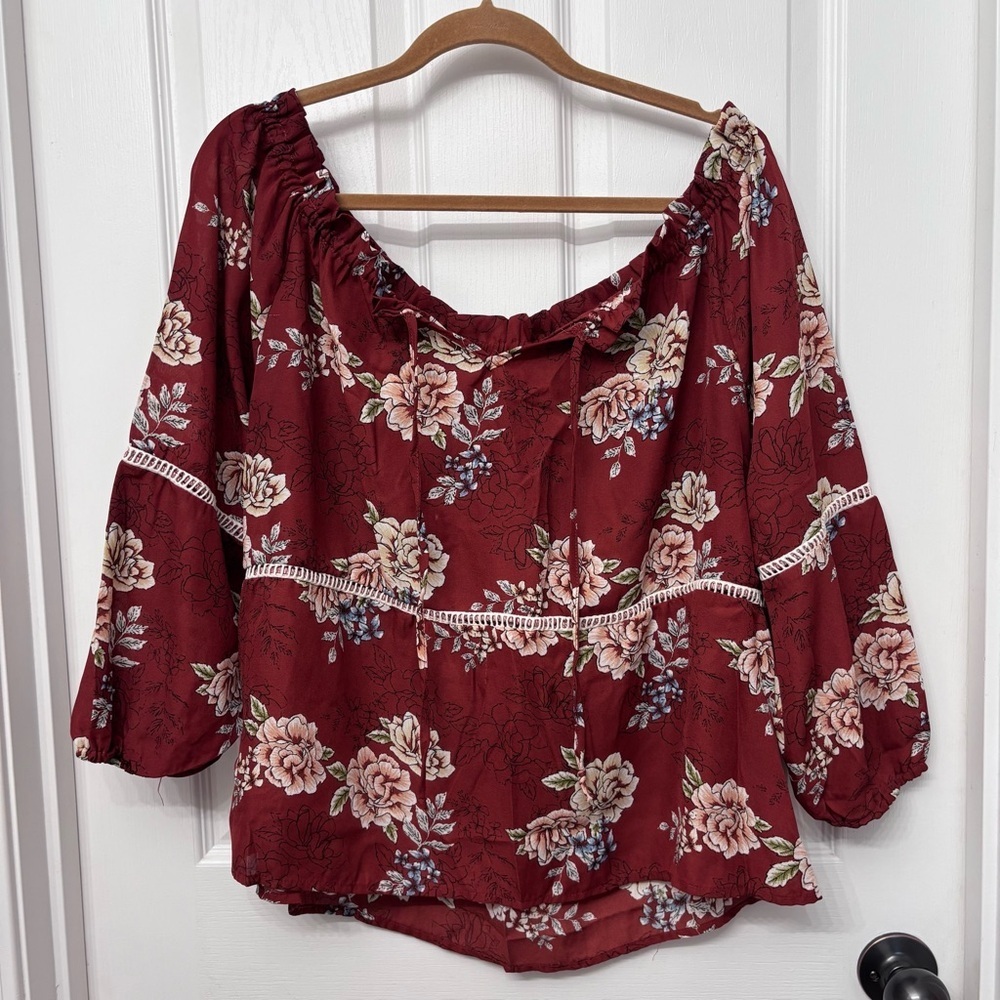 Rust Floral Peasant Blouse | rue21 XL
